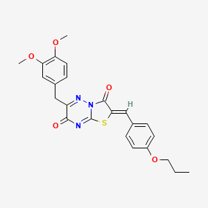 (2Z)-6-(3,4-dimethoxybenzyl)-2-(4-propoxybenzylidene)-7H-[1,3]thiazolo[3,2-b][1,2,4]triazine-3,7(2H)-dione