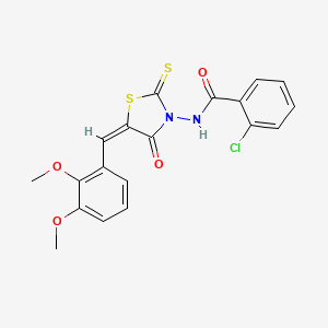 (E)-2-chloro-N-(5-(2,3-dimethoxybenzylidene)-4-oxo-2-thioxothiazolidin-3-yl)benzamide