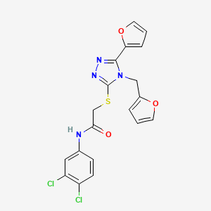 N-(3,4-dichlorophenyl)-2-{[5-(furan-2-yl)-4-(furan-2-ylmethyl)-4H-1,2,4-triazol-3-yl]sulfanyl}acetamide