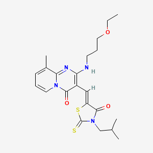 (5Z)-5-[[2-(3-ethoxypropylamino)-9-methyl-4-oxopyrido[1,2-a]pyrimidin-3-yl]methylidene]-3-(2-methylpropyl)-2-sulfanylidene-1,3-thiazolidin-4-one