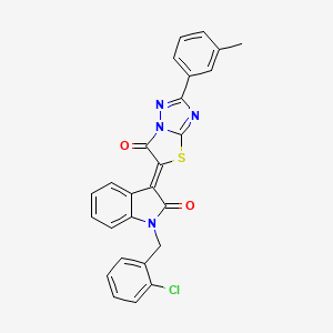 (3Z)-1-(2-chlorobenzyl)-3-[2-(3-methylphenyl)-6-oxo[1,3]thiazolo[3,2-b][1,2,4]triazol-5(6H)-ylidene]-1,3-dihydro-2H-indol-2-one