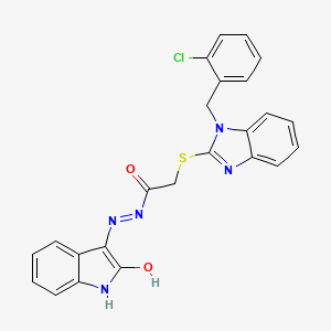 2-{[1-(2-chlorobenzyl)-1H-benzimidazol-2-yl]sulfanyl}-N'-[(3Z)-2-oxo-1,2-dihydro-3H-indol-3-ylidene]acetohydrazide