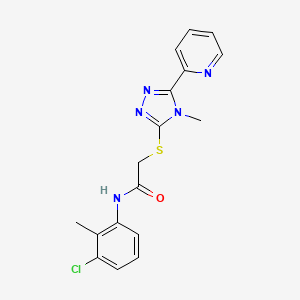 molecular formula C17H16ClN5OS B12145202 N-(3-chloro-2-methylphenyl)-2-{[4-methyl-5-(pyridin-2-yl)-4H-1,2,4-triazol-3-yl]sulfanyl}acetamide 