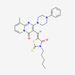 9-methyl-3-[(Z)-(4-oxo-3-pentyl-2-thioxo-1,3-thiazolidin-5-ylidene)methyl]-2-(4-phenylpiperazin-1-yl)-4H-pyrido[1,2-a]pyrimidin-4-one