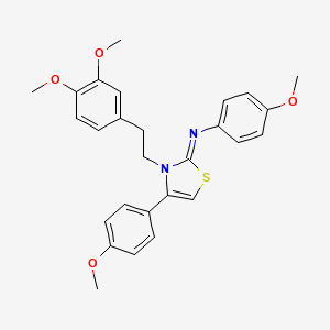 molecular formula C27H28N2O4S B12145250 N-[(2Z)-3-[2-(3,4-dimethoxyphenyl)ethyl]-4-(4-methoxyphenyl)-1,3-thiazol-2(3H)-ylidene]-4-methoxyaniline 