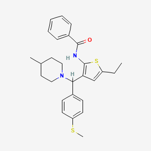 N-(5-ethyl-3-{(4-methylpiperidin-1-yl)[4-(methylsulfanyl)phenyl]methyl}thiophen-2-yl)benzamide