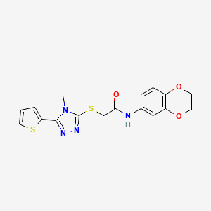 N-(2,3-dihydro-1,4-benzodioxin-6-yl)-2-{[4-methyl-5-(thiophen-2-yl)-4H-1,2,4-triazol-3-yl]sulfanyl}acetamide