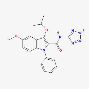 B1214535 5-Methoxy-3-(1-methylethoxy)-1-phenyl-N-2H-tetrazol-5-yl-1H-indole-2-carboxamide CAS No. 104961-19-5