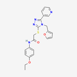 molecular formula C22H21N5O3S B12145374 N-(4-ethoxyphenyl)-2-{[4-(furan-2-ylmethyl)-5-(pyridin-3-yl)-4H-1,2,4-triazol-3-yl]sulfanyl}acetamide 