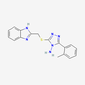 molecular formula C17H16N6S B12145375 3-[(1H-benzimidazol-2-ylmethyl)sulfanyl]-5-(2-methylphenyl)-4H-1,2,4-triazol-4-amine 