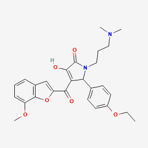 molecular formula C27H30N2O6 B12145430 1-[3-(Dimethylamino)propyl]-5-(4-ethoxyphenyl)-3-hydroxy-4-[(7-methoxybenzo[d] furan-2-yl)carbonyl]-3-pyrrolin-2-one 