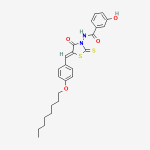 3-hydroxy-N-{(5Z)-5-[4-(octyloxy)benzylidene]-4-oxo-2-thioxo-1,3-thiazolidin-3-yl}benzamide