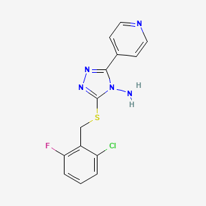 molecular formula C14H11ClFN5S B12145473 3-[(6-Chloro-2-fluorophenyl)methylthio]-5-(4-pyridyl)-1,2,4-triazole-4-ylamine 