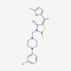 molecular formula C20H20ClN3O2S2 B12145500 (5E)-3-{[4-(3-chlorophenyl)piperazin-1-yl]methyl}-5-[(5-methylfuran-2-yl)methylidene]-2-thioxo-1,3-thiazolidin-4-one 