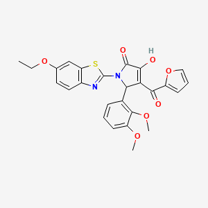 (4E)-5-(2,3-dimethoxyphenyl)-1-(6-ethoxy-1,3-benzothiazol-2-yl)-4-[furan-2-yl(hydroxy)methylidene]pyrrolidine-2,3-dione