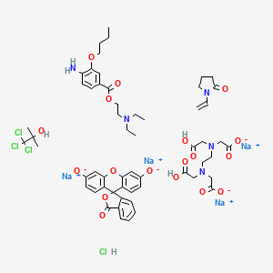 molecular formula C57H69Cl4N5Na4O18 B1214556 Benoxinate mixture with chlorbutanol, ethylenediamine tetraacetic acid, sodium fluorescein and povidone CAS No. 37209-61-3
