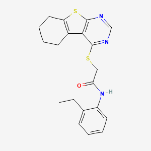 molecular formula C20H21N3OS2 B12145633 N-(2-ethylphenyl)-2-(5,6,7,8-tetrahydro[1]benzothieno[2,3-d]pyrimidin-4-ylsulfanyl)acetamide 