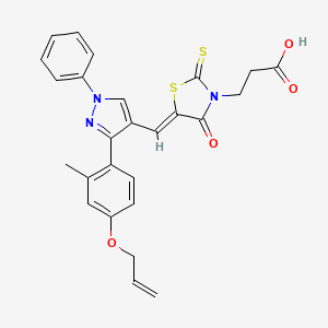 3-[(5Z)-5-({3-[2-methyl-4-(prop-2-en-1-yloxy)phenyl]-1-phenyl-1H-pyrazol-4-yl}methylidene)-4-oxo-2-thioxo-1,3-thiazolidin-3-yl]propanoic acid