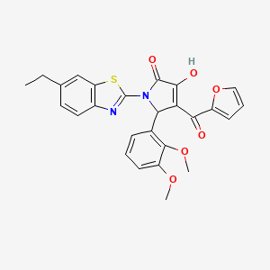 (4E)-5-(2,3-dimethoxyphenyl)-1-(6-ethyl-1,3-benzothiazol-2-yl)-4-[furan-2-yl(hydroxy)methylidene]pyrrolidine-2,3-dione