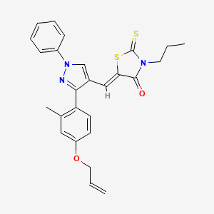 molecular formula C26H25N3O2S2 B12145664 (5Z)-5-({3-[2-methyl-4-(prop-2-en-1-yloxy)phenyl]-1-phenyl-1H-pyrazol-4-yl}methylidene)-3-propyl-2-thioxo-1,3-thiazolidin-4-one 