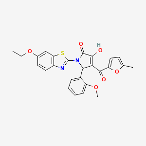 (4E)-1-(6-ethoxy-1,3-benzothiazol-2-yl)-4-[hydroxy(5-methylfuran-2-yl)methylidene]-5-(2-methoxyphenyl)pyrrolidine-2,3-dione