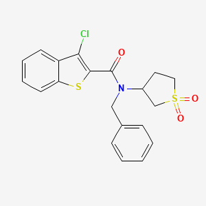 molecular formula C20H18ClNO3S2 B12145714 N-benzyl-3-chloro-N-(1,1-dioxidotetrahydrothiophen-3-yl)-1-benzothiophene-2-carboxamide 