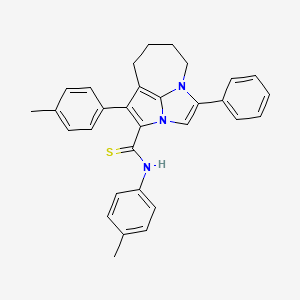 molecular formula C31H29N3S B12145729 N,1-bis(4-methylphenyl)-4-phenyl-5,6,7,8-tetrahydro-2a,4a-diazacyclopenta[cd]azulene-2-carbothioamide 