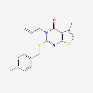 molecular formula C19H20N2OS2 B12145762 5,6-dimethyl-2-[(4-methylbenzyl)sulfanyl]-3-(prop-2-en-1-yl)thieno[2,3-d]pyrimidin-4(3H)-one 