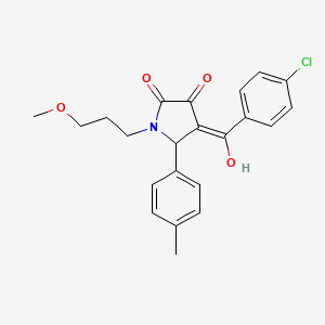 molecular formula C22H22ClNO4 B12145855 (4E)-4-[(4-chlorophenyl)(hydroxy)methylidene]-1-(3-methoxypropyl)-5-(4-methylphenyl)pyrrolidine-2,3-dione 