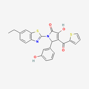 (4E)-1-(6-ethyl-1,3-benzothiazol-2-yl)-5-(3-hydroxyphenyl)-4-[hydroxy(thiophen-2-yl)methylidene]pyrrolidine-2,3-dione