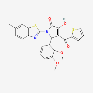 (4E)-5-(2,3-dimethoxyphenyl)-4-[hydroxy(thiophen-2-yl)methylidene]-1-(6-methyl-1,3-benzothiazol-2-yl)pyrrolidine-2,3-dione