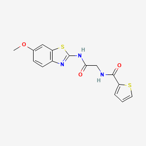 molecular formula C15H13N3O3S2 B12145997 N-(6-methoxy-1,3-benzothiazol-2-yl)-2-[(thiophen-2-yl)formamido]acetamide 