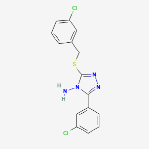 molecular formula C15H12Cl2N4S B12146048 5-(3-Chlorophenyl)-3-[(3-chlorophenyl)methylthio]-1,2,4-triazole-4-ylamine 