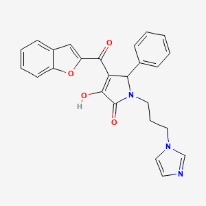 molecular formula C25H21N3O4 B12146070 4-(1-benzofuran-2-ylcarbonyl)-3-hydroxy-1-[3-(1H-imidazol-1-yl)propyl]-5-phenyl-1,5-dihydro-2H-pyrrol-2-one 