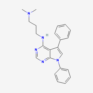 molecular formula C23H25N5 B12146086 {3-[(5,7-Diphenylpyrrolo[3,2-e]pyrimidin-4-yl)amino]propyl}dimethylamine 