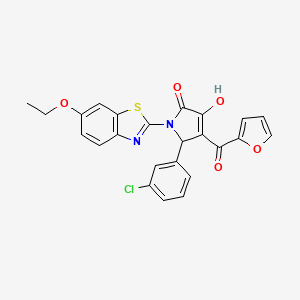 molecular formula C24H17ClN2O5S B12146099 5-(3-Chlorophenyl)-1-(6-ethoxybenzothiazol-2-yl)-4-(2-furylcarbonyl)-3-hydroxy-3-pyrrolin-2-one 