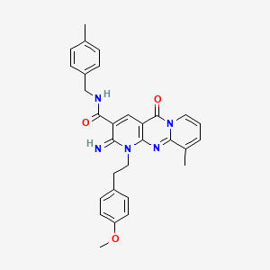 6-imino-7-[2-(4-methoxyphenyl)ethyl]-11-methyl-N-[(4-methylphenyl)methyl]-2-oxo-1,7,9-triazatricyclo[8.4.0.03,8]tetradeca-3(8),4,9,11,13-pentaene-5-carboxamide