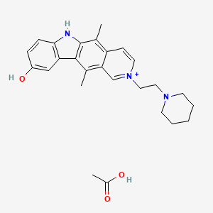 molecular formula C26H32N3O3+ B1214616 5,11-dimethyl-2-(2-(1-piperidinyl)ethyl)-6H-25-pyrido[4,3-b]carbazol-9-ol acetate 