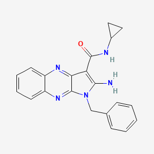 molecular formula C21H19N5O B12146250 2-amino-1-benzyl-N-cyclopropyl-1H-pyrrolo[2,3-b]quinoxaline-3-carboxamide 