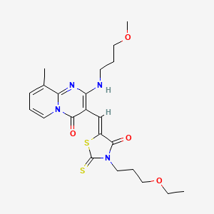 3-{(Z)-[3-(3-ethoxypropyl)-4-oxo-2-thioxo-1,3-thiazolidin-5-ylidene]methyl}-2-[(3-methoxypropyl)amino]-9-methyl-4H-pyrido[1,2-a]pyrimidin-4-one