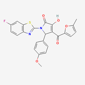 molecular formula C24H17FN2O5S B12146462 (4E)-1-(6-fluoro-1,3-benzothiazol-2-yl)-4-[hydroxy(5-methylfuran-2-yl)methylidene]-5-(4-methoxyphenyl)pyrrolidine-2,3-dione 