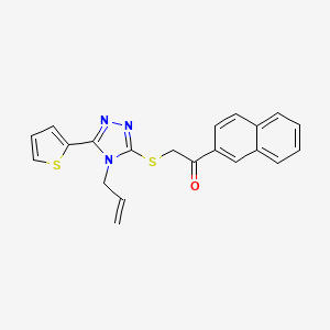 molecular formula C21H17N3OS2 B12146467 1-(naphthalen-2-yl)-2-{[4-(prop-2-en-1-yl)-5-(thiophen-2-yl)-4H-1,2,4-triazol-3-yl]sulfanyl}ethanone 