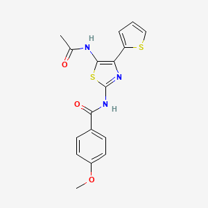 molecular formula C17H15N3O3S2 B12146471 N-(5-Acetylamino-4-thiophen-2-yl-thiazol-2-yl)-4-methoxy-benzamide 