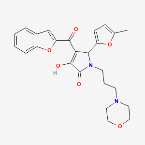 molecular formula C25H26N2O6 B12146489 4-(1-benzofuran-2-carbonyl)-3-hydroxy-5-(5-methylfuran-2-yl)-1-[3-(morpholin-4-yl)propyl]-2,5-dihydro-1H-pyrrol-2-one 