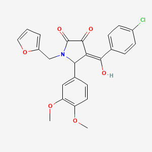 molecular formula C24H20ClNO6 B12146490 (4E)-4-[(4-chlorophenyl)(hydroxy)methylidene]-5-(3,4-dimethoxyphenyl)-1-(furan-2-ylmethyl)pyrrolidine-2,3-dione 