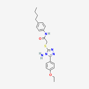 molecular formula C22H27N5O2S B12146504 2-[[4-amino-5-(4-ethoxyphenyl)-1,2,4-triazol-3-yl]sulfanyl]-N-(4-butylphenyl)acetamide 