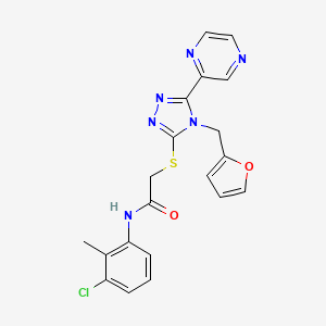 molecular formula C20H17ClN6O2S B12146524 N-(3-chloro-2-methylphenyl)-2-{[4-(furan-2-ylmethyl)-5-(pyrazin-2-yl)-4H-1,2,4-triazol-3-yl]sulfanyl}acetamide 