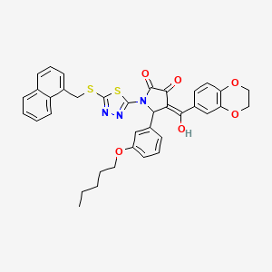 (4E)-4-[2,3-dihydro-1,4-benzodioxin-6-yl(hydroxy)methylidene]-1-{5-[(naphthalen-1-ylmethyl)sulfanyl]-1,3,4-thiadiazol-2-yl}-5-[3-(pentyloxy)phenyl]pyrrolidine-2,3-dione