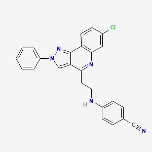 molecular formula C25H18ClN5 B1214654 4-((2-(7-Chloro-2-phenyl-2H-pyrazolo(4,3-c)quinolin-4-yl)ethyl)amino)benzonitrile CAS No. 136917-40-3