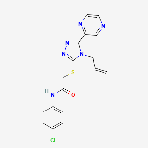 molecular formula C17H15ClN6OS B12146545 N-(4-chlorophenyl)-2-{[4-(prop-2-en-1-yl)-5-(pyrazin-2-yl)-4H-1,2,4-triazol-3-yl]sulfanyl}acetamide 